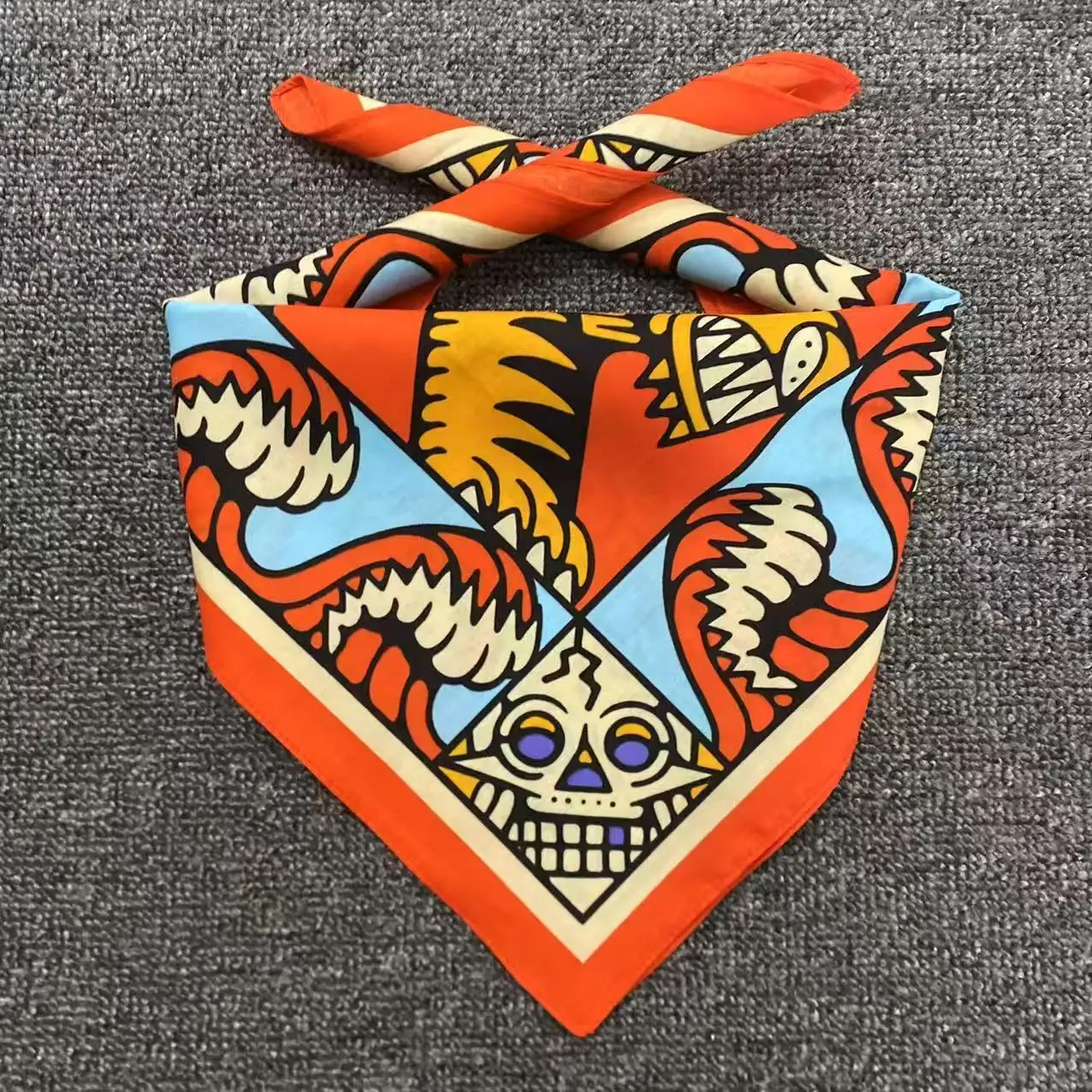 Face Scarf Mask - デジタルプリントレトロバンダナヒップホップストリートダンススポーツターバンレトロコットン正方形スカーフ漫画