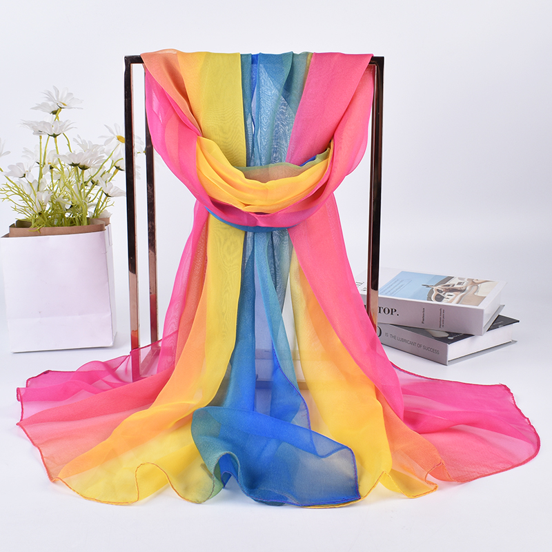 長いグラデーションシルクスカーフ、新しい3色、75x180c - Face Scarf Mask のレビューと価格